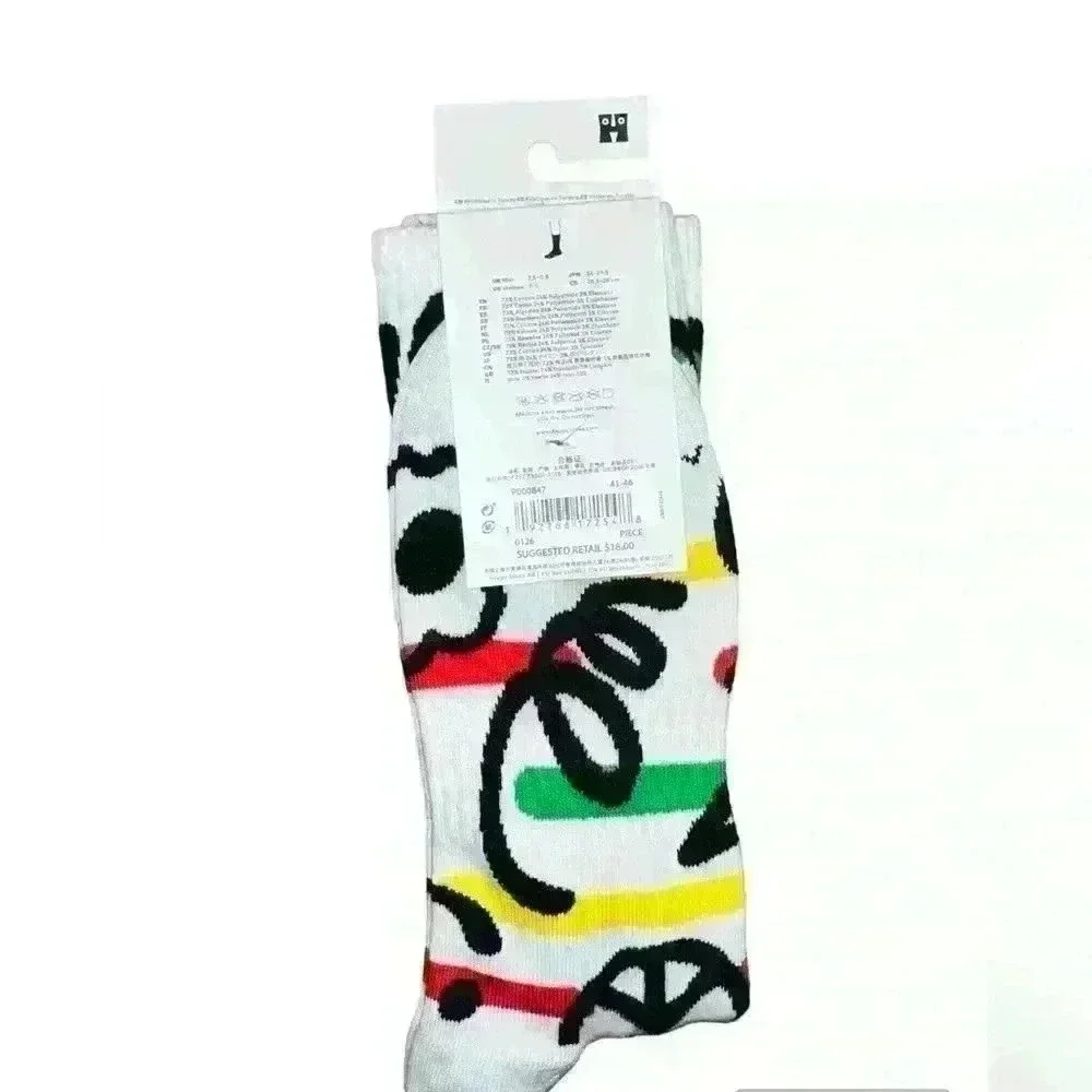 HAPPY SOCKS Women's Navy Big Multi Dot Soft Crew Cotton Socks Size 7-8 NWT